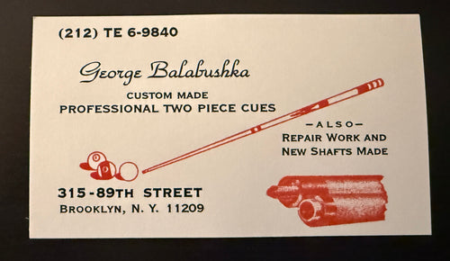 Original George Balabushka Business Card